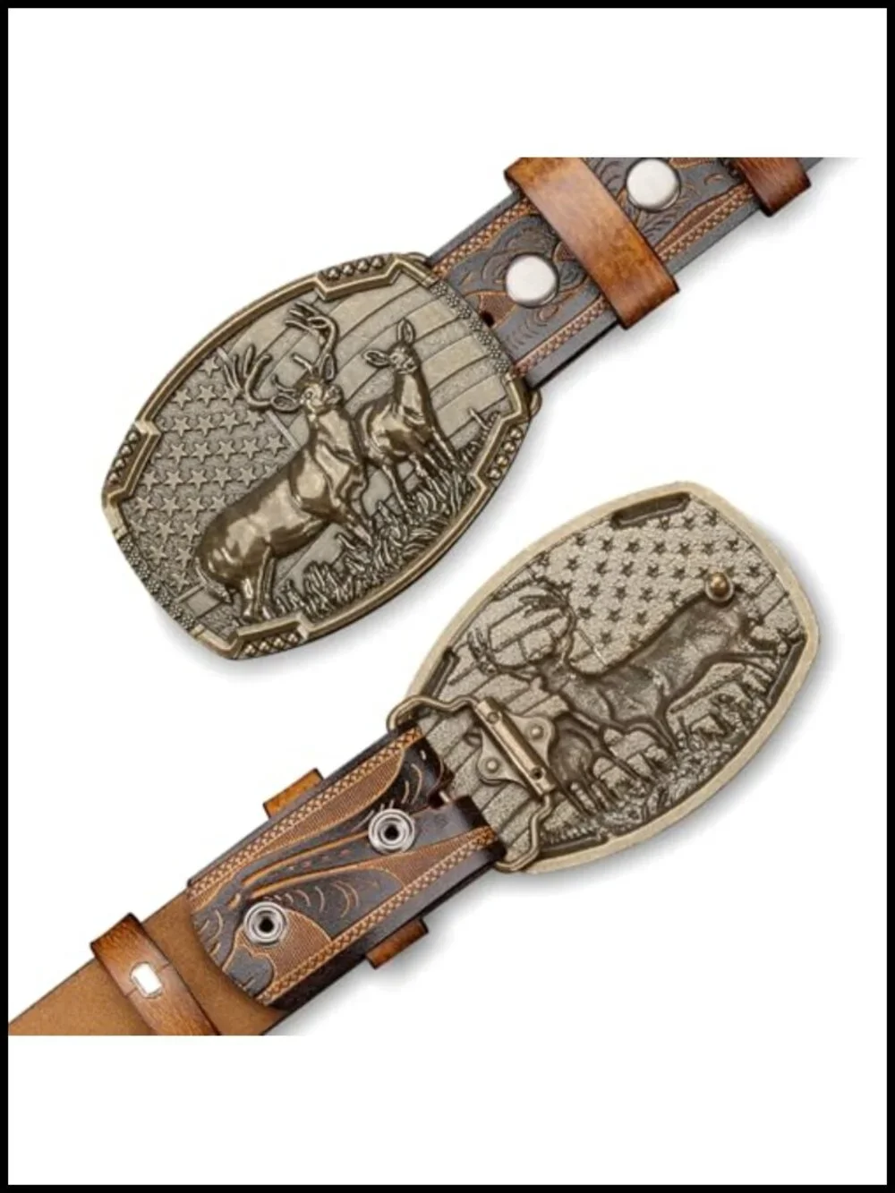 Genuine Cowhide Leather Western Belt with Removable Snap Buckle